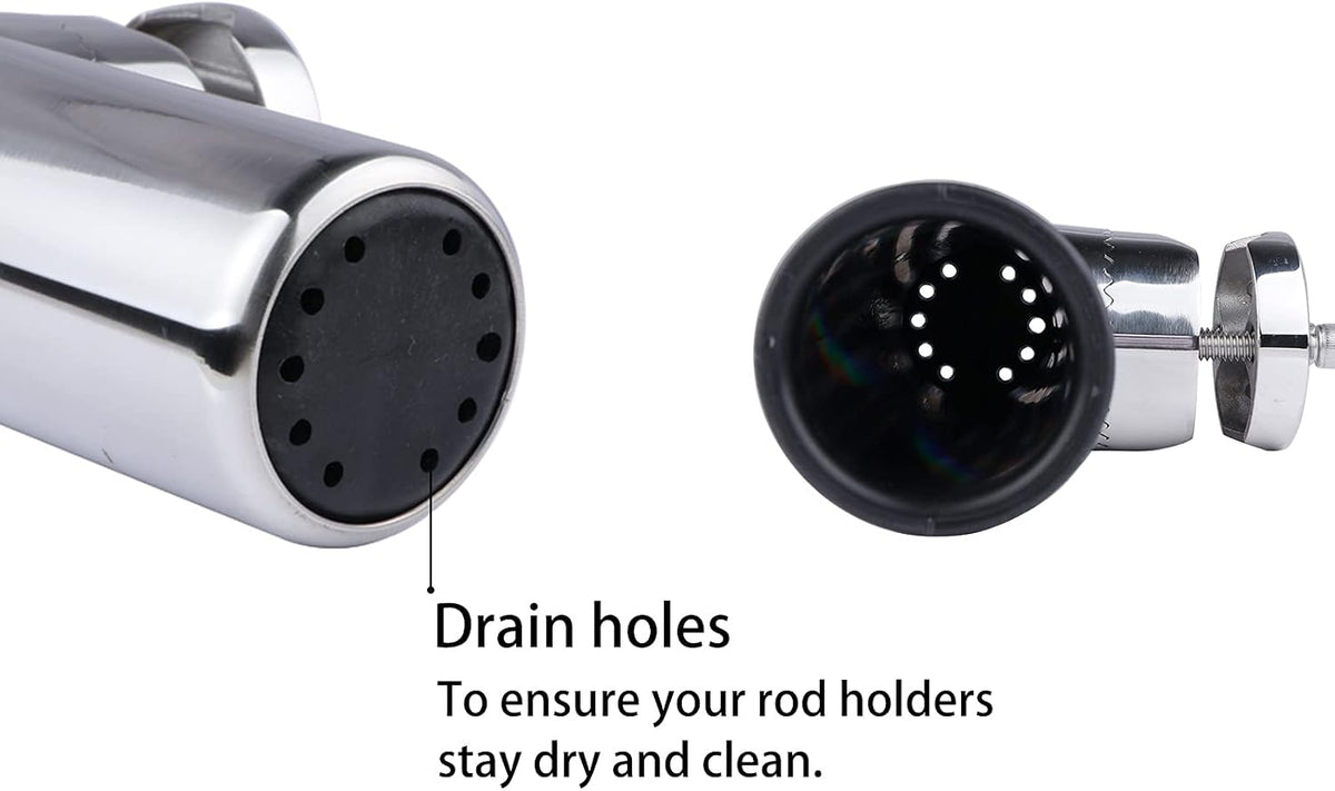 Fishing Rod Holders for Boat, 2 Pack Stainless Steel Rail Mount Rod Holders Clamp on 1" to 1-1/4" Rail for Fishing Boats, Kayaks, Canoes, and Other watercraft.