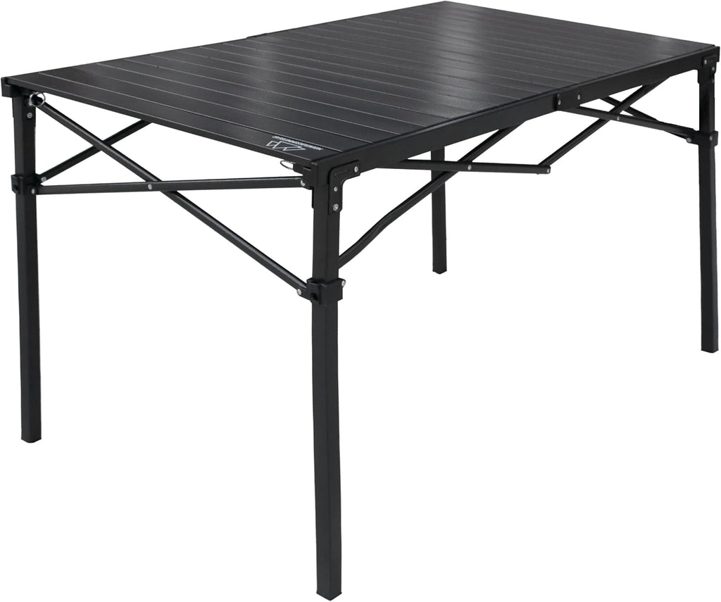 MOUNTAIN SUMMIT GEAR Heavy-Duty Roll-Top Table for Camping - Portable Aluminum-Top Folding Table with Steel Frame by Caddis Sports (Medium)