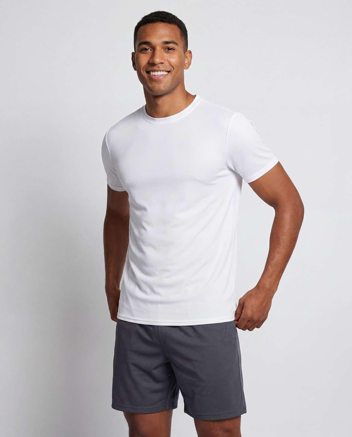 5 Pack Men's Dry Fit Workout T Shirts Crew Neck Athletic Gym Running Tees