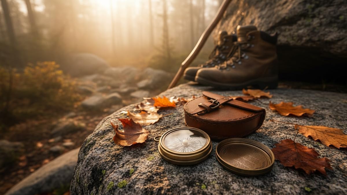 Authentic Vintage Style Brass Pocket Compass with Leather Case Rustic Vintage Home Decor Gifts
