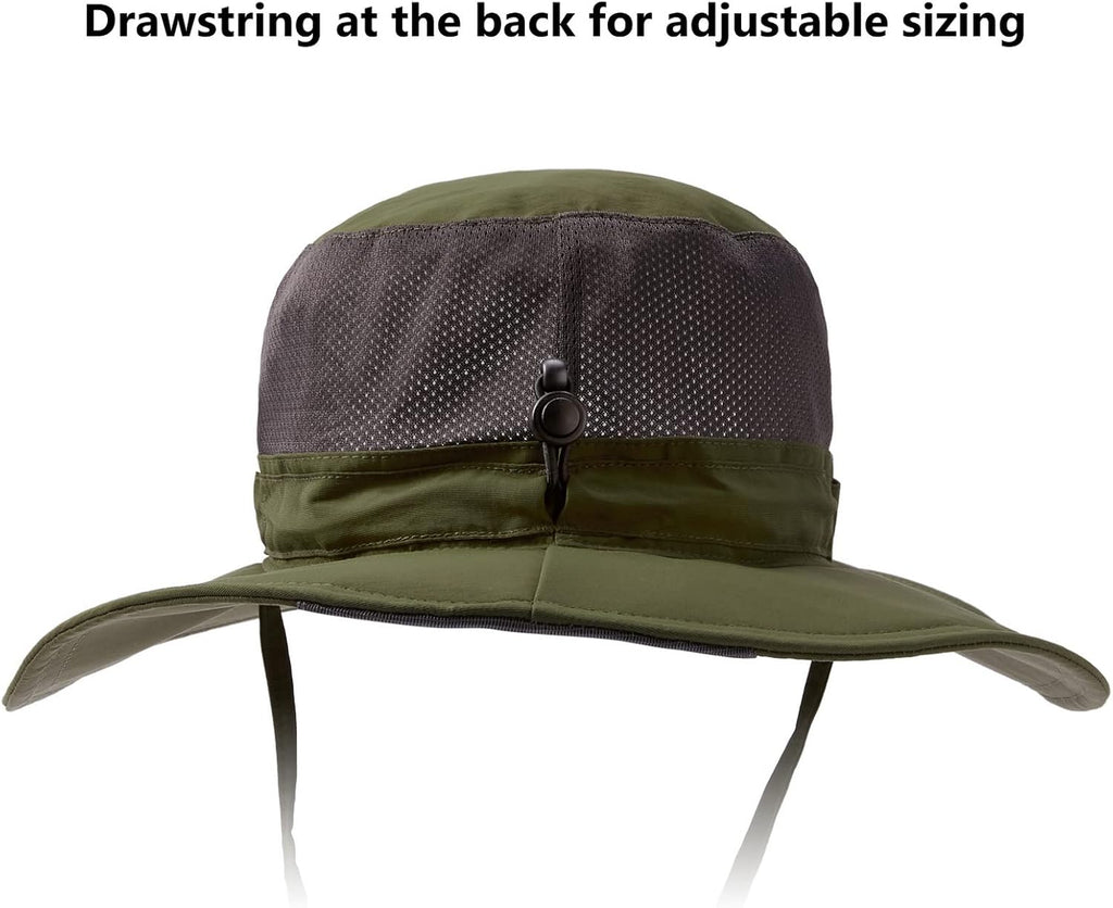 BASSDASH UPF 50+ Sun Fishing Hat Water Resistant with Detachable Neck Flap