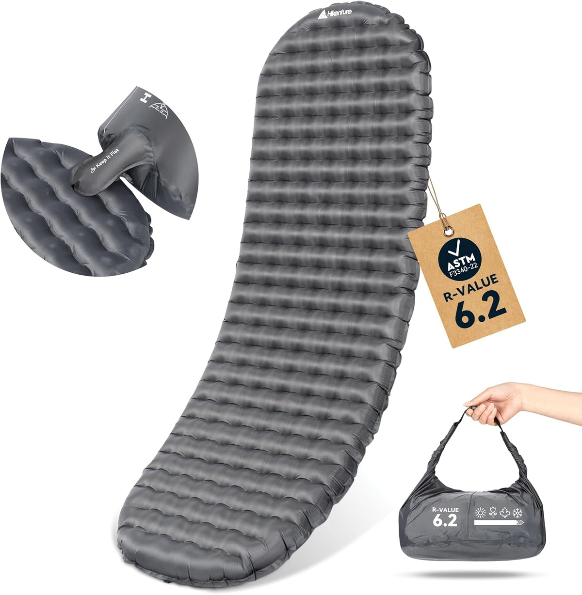 Hikenture R6.2 Insulated Sleeping Pad for Camping