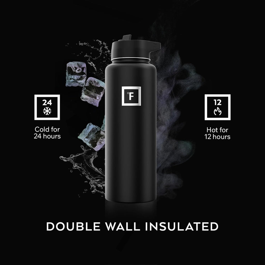 IRON °FLASK 40 oz Wide Mouth Water Bottle with 3 Lids