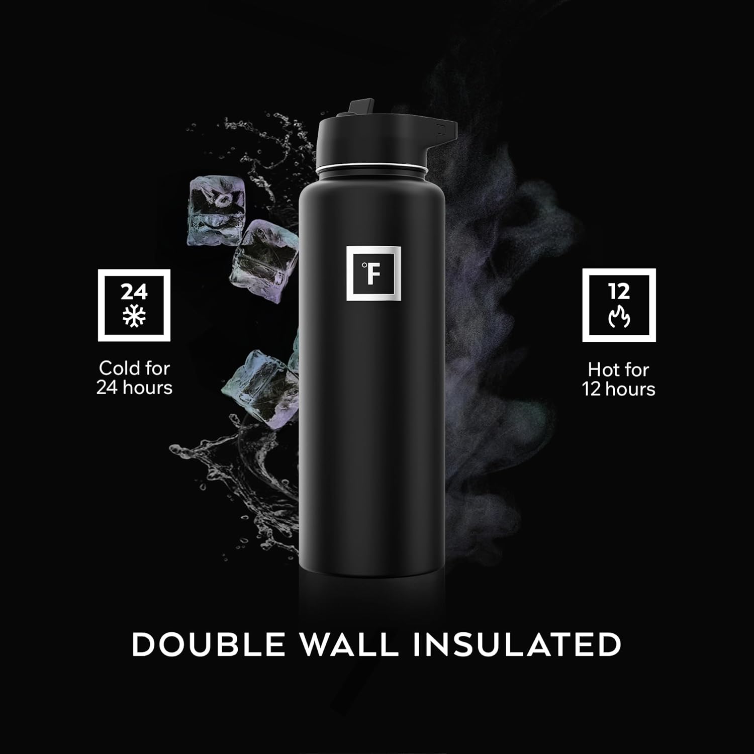 IRON °FLASK 40 oz Wide Mouth Water Bottle with 3 Lids