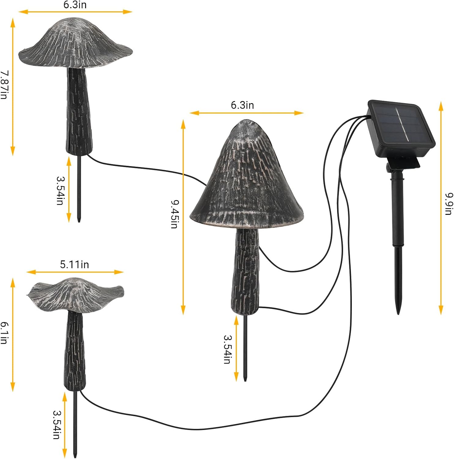 Solar Lights Outdoor Decor, Solar Metal Mushroom Yard Decorations Outdoor
