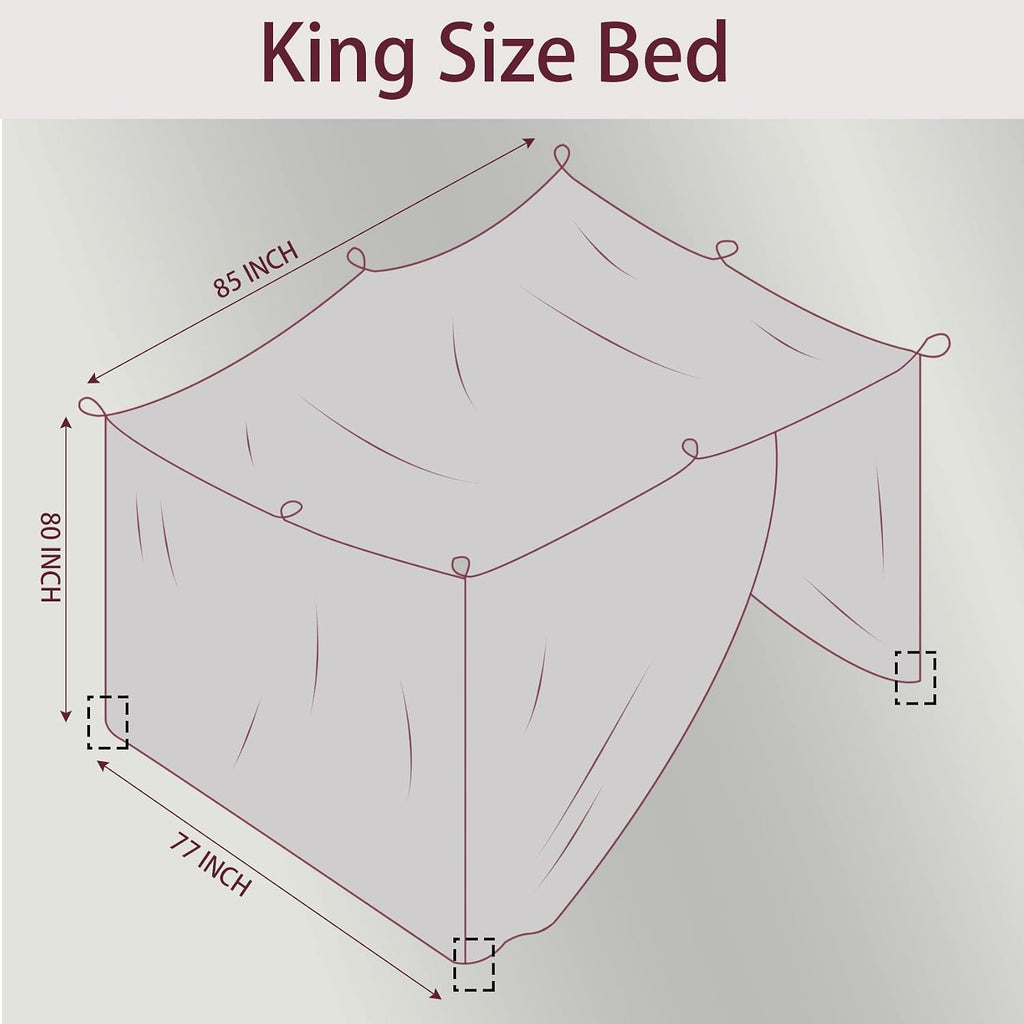No-See-Um mesh Square Mosquito Net for King Size Bed 2 Openings Netting Mosquito Net for Beds, Finest Holes Mesh 2000 Mosquito Netting for Bed (Square King Grey Color)