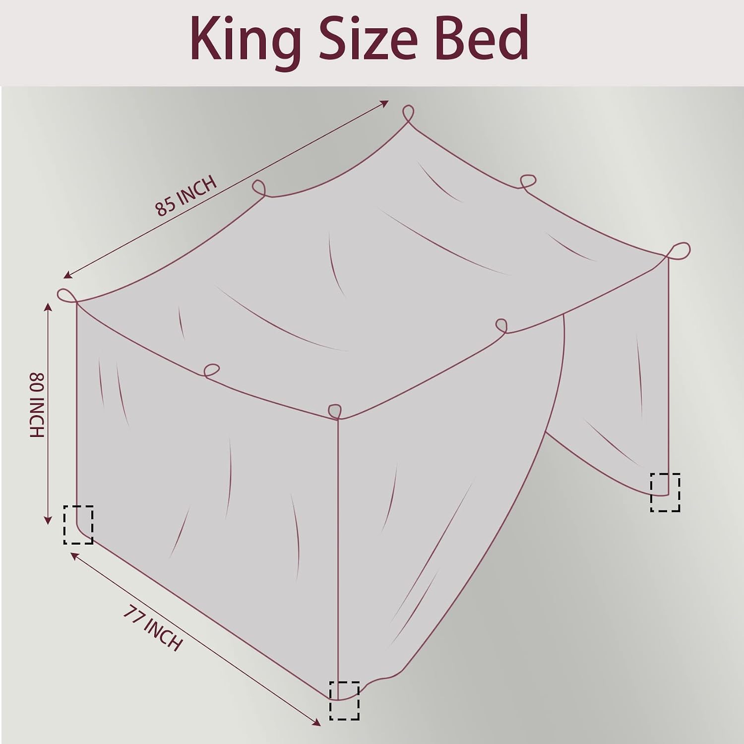 No-See-Um mesh Square Mosquito Net for King Size Bed 2 Openings Netting Mosquito Net for Beds, Finest Holes Mesh 2000 Mosquito Netting for Bed (Square King Grey Color)