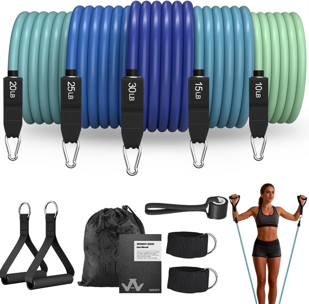 WHATAFIT Resistance Bands, 5 Level Exercise Bands with Handles for Workout