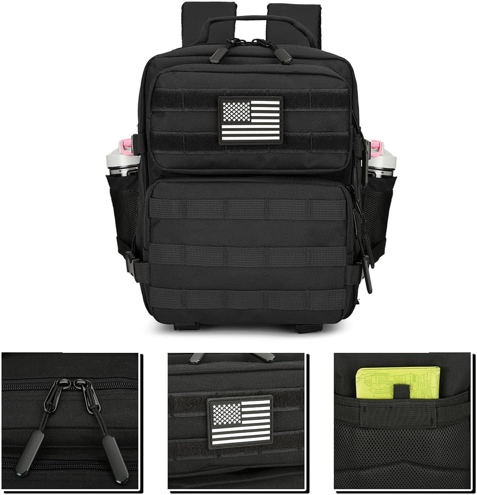 9L Mini Tactical Backpack for Men and Women, Tactical Backpack Small for Hiking, Small Tactical Bag（Black）