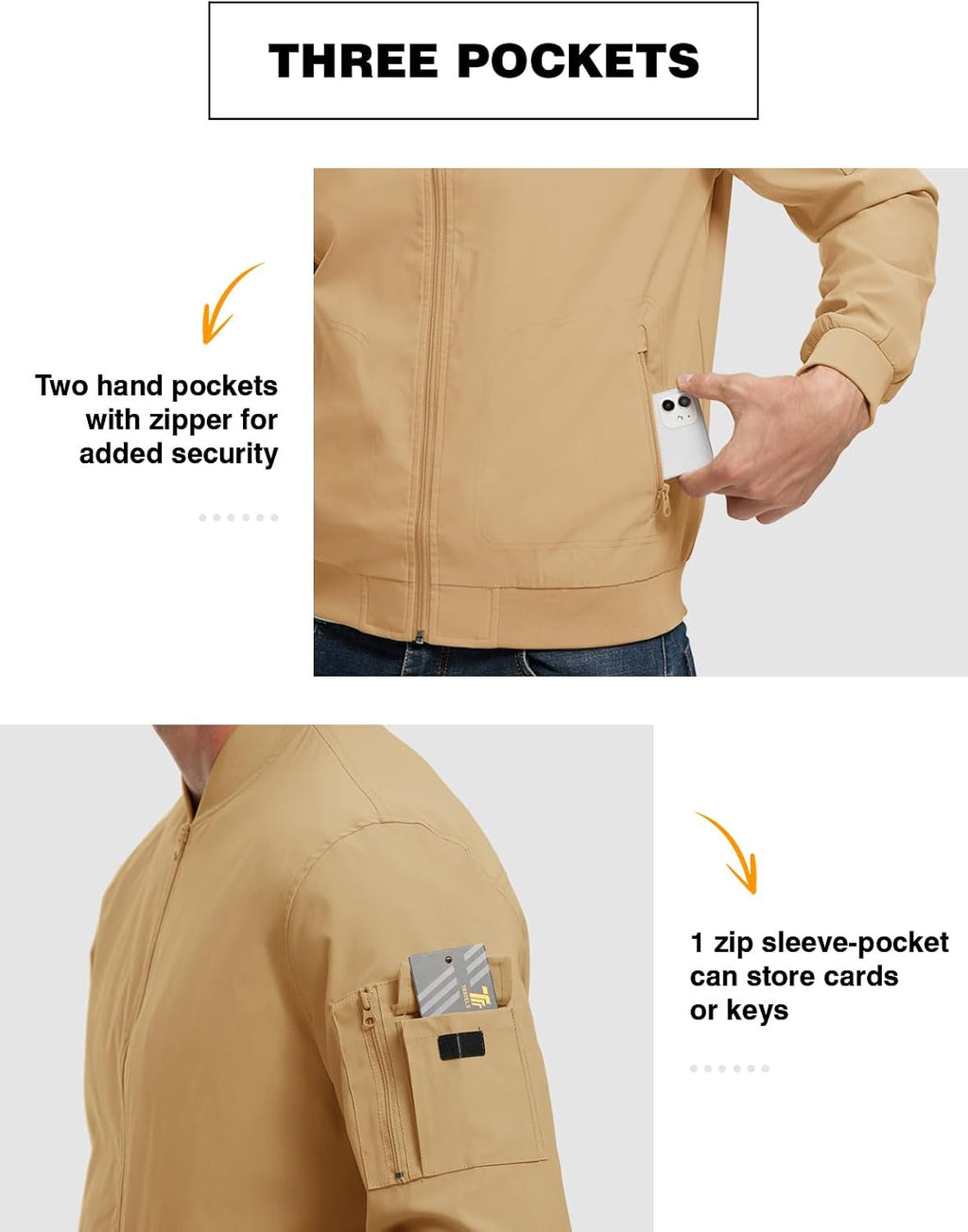 TBMPOY Men's Lightweight Jackets Casual Dress Golf Bomber Windbreaker Fall