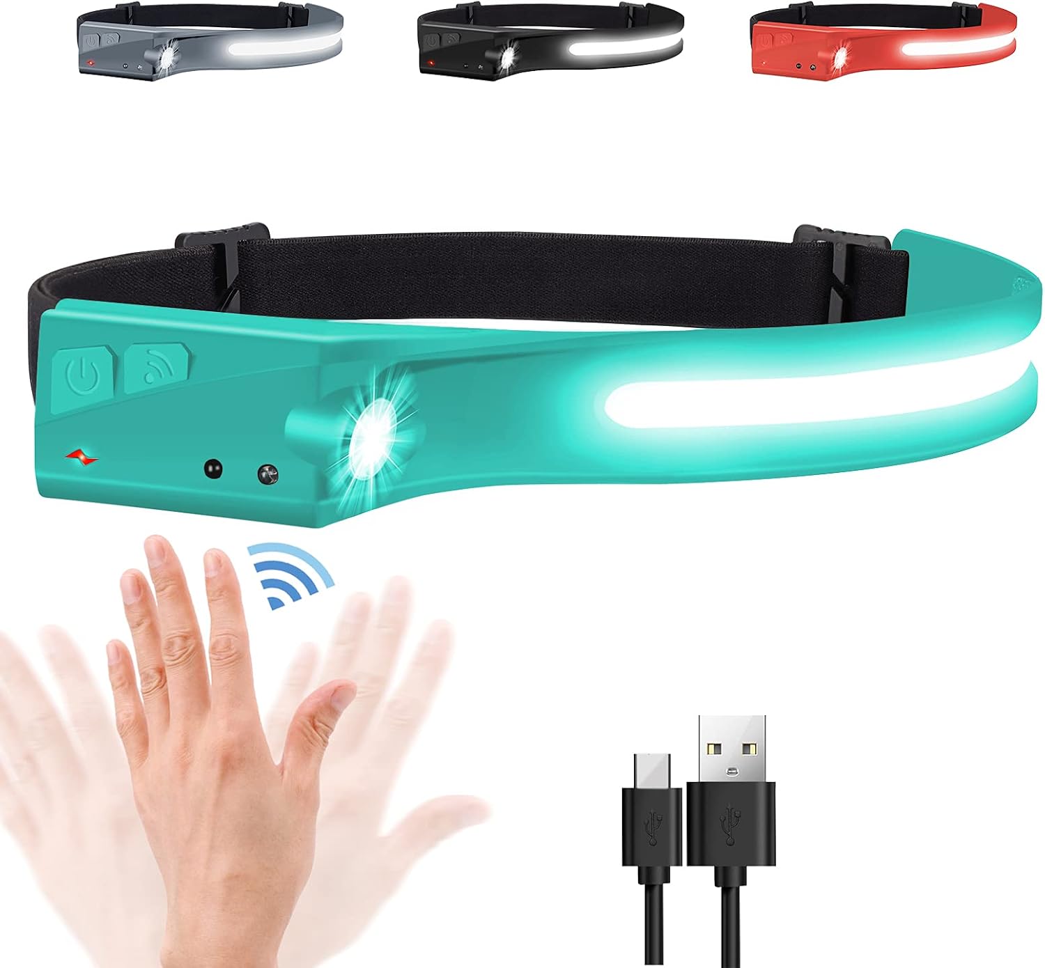 EGUKU Rechargeable Headlamp, 230° Wide Beam LED Head Lamp for Adults