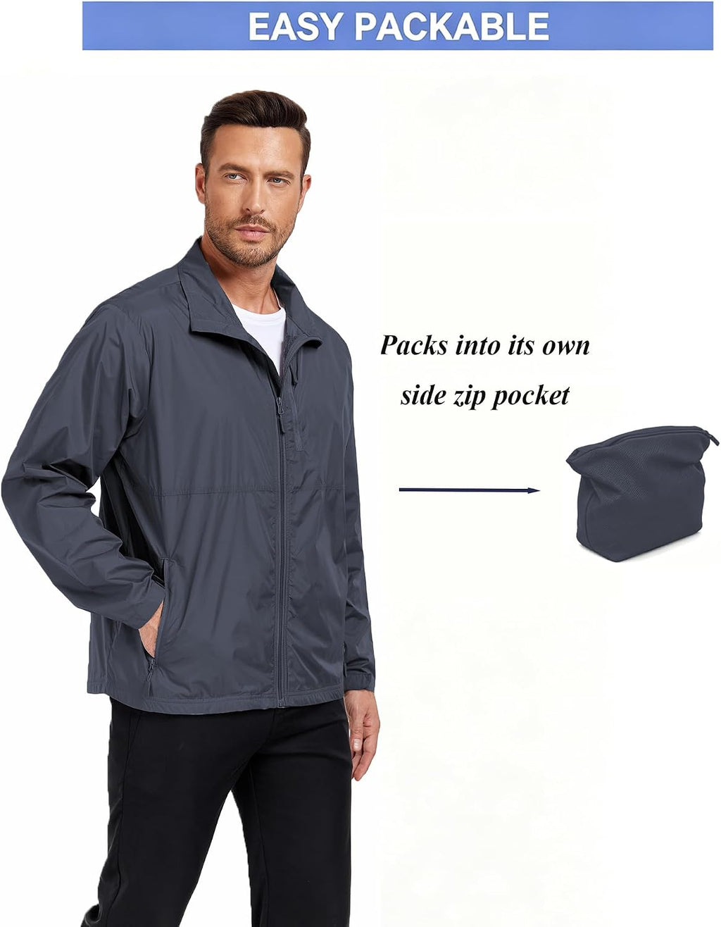 Men's Windbreaker Jackets Lightweight Single-layer for Spring/Autumn