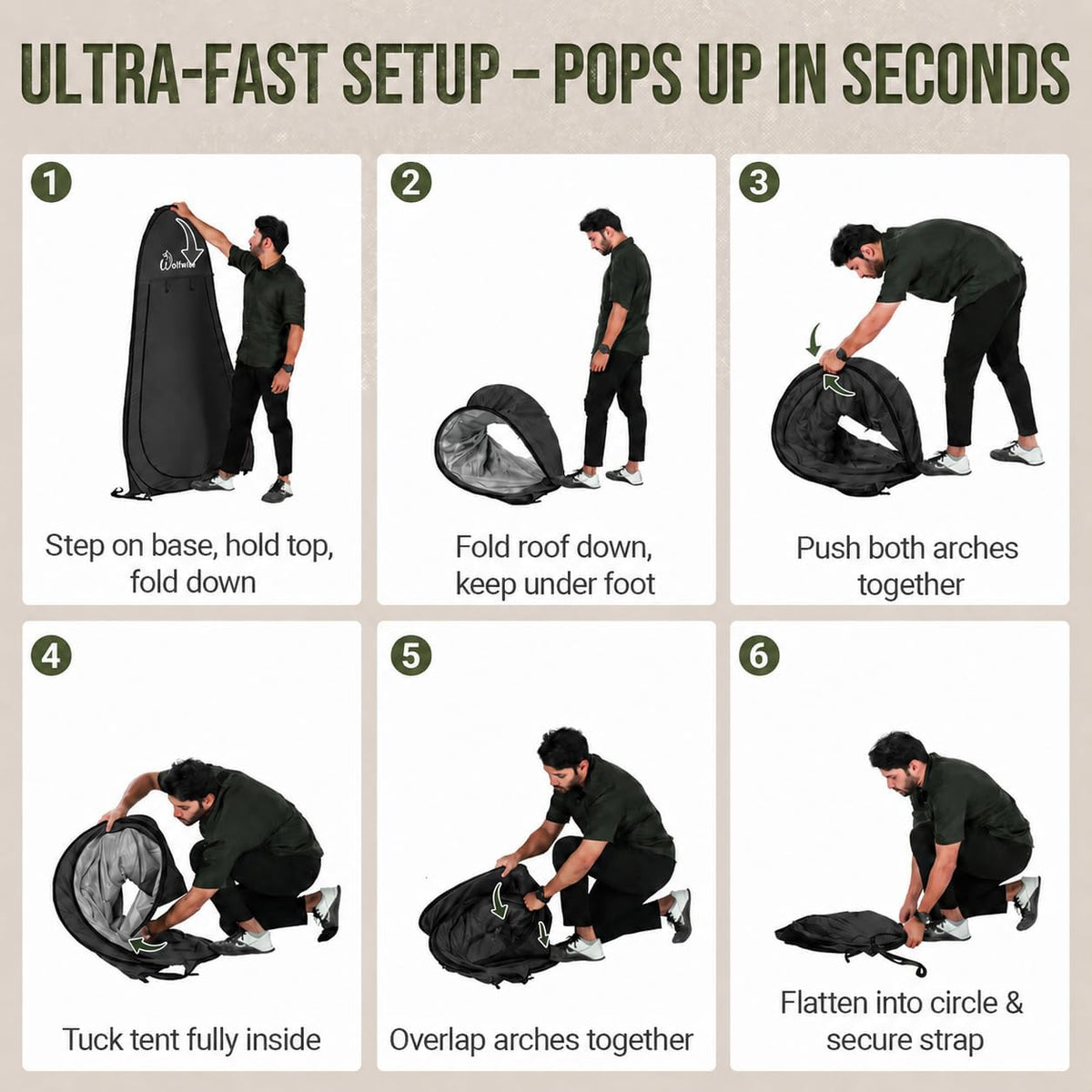 WolfWise Pop Up Shower Tent for Camping Essentials, Compact & Lightweight