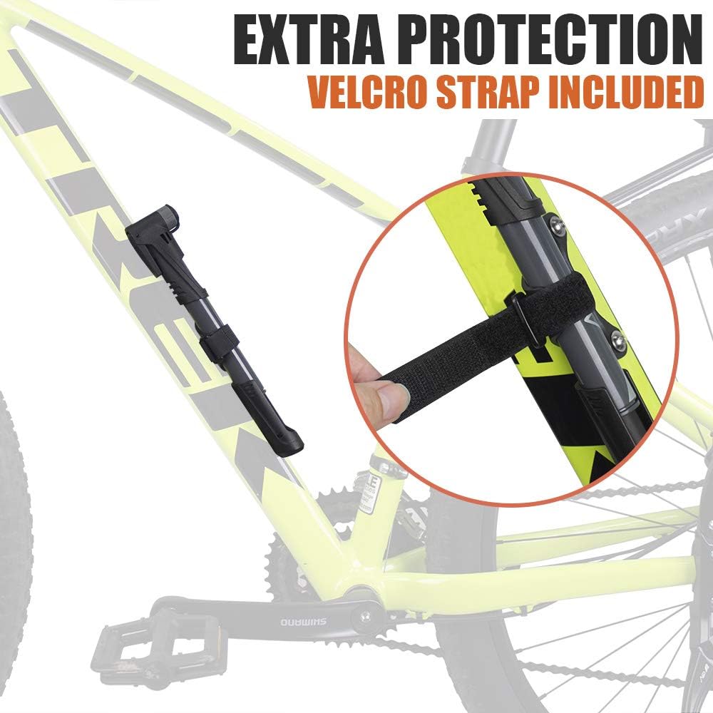 BV Mini Bike Pump Portable Frame Pump, Shock Pump for Bike Shock, Air Ball Pump Inflator with Ball Pump Needles, Mini Pump Fits Presta & Schrader- Smart Valve
