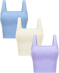 OLCHEE Womens 3 Pack Crop Tank Tops Sleeveless Square Neck Workout Top