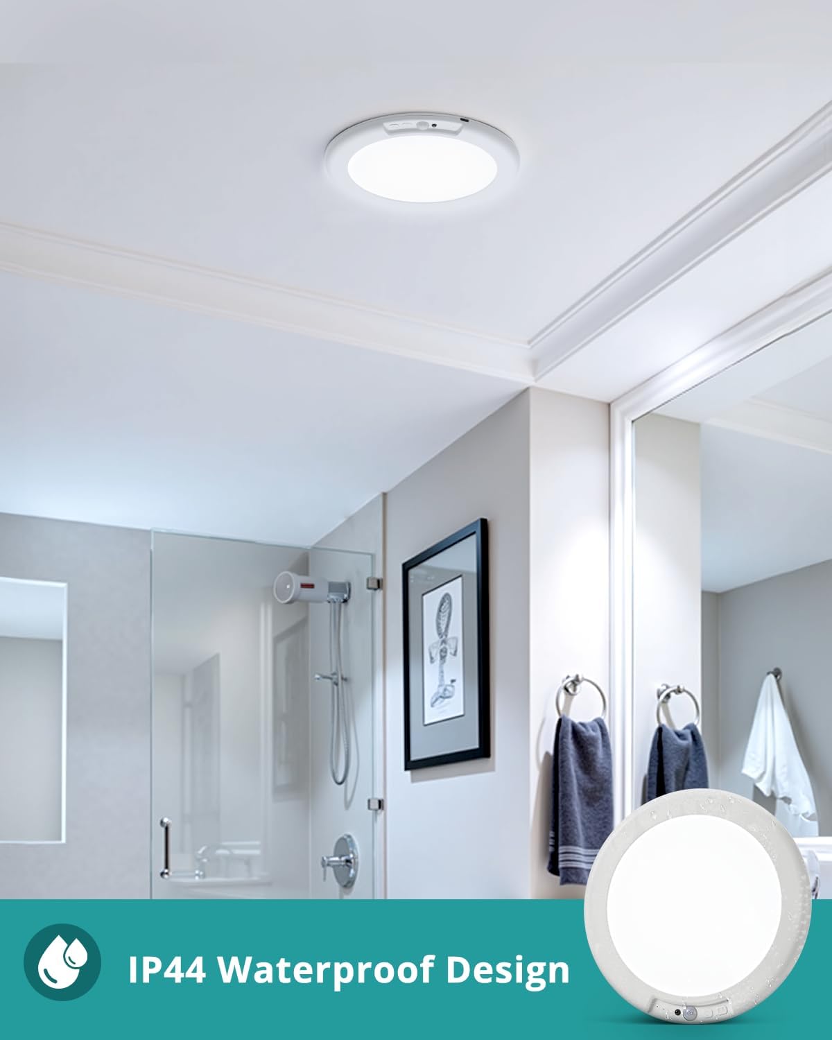 wowatt Rechargeable Ceiling Lights Battery Operated with Remote for Shower