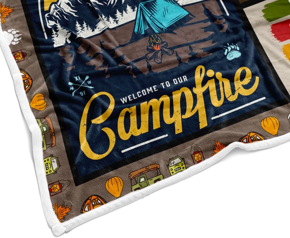 Camping Blanket, Camping Lovers Gift Ideas for Men or Woman, Super Soft Flannel Blankets Gifts for Bed Camper Outdoor, Campsite Outdoors RV Travel Hiking Sofa Couch Throw Blanket