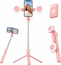 Tripod for iPhone with Light, Selfie Stick for iPhone, Pink Tripod Stand