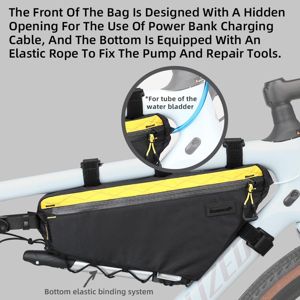 Rhinowalk Bicycle Front Frame Bag Bike Under Top Tube Triangle Bag Lightweight 1.7L Cycling Accessories Nylon Pack Pouch for Mountain Road Bike