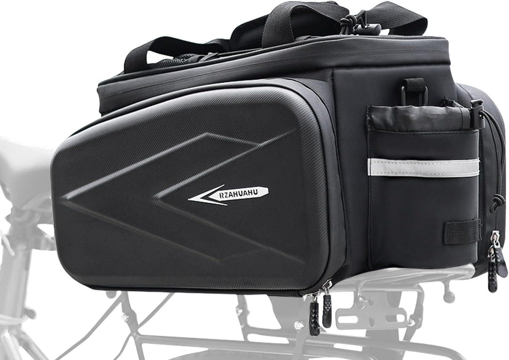 Bike Rack Bag, 20L EVA Hard Shell Insulated Cooler Bag, 3 in 1 Waterproof Expandable Bike Panniers Tin foil Insulation Bike Bag With Rain Cover for Commute Shopping Cycling Trip