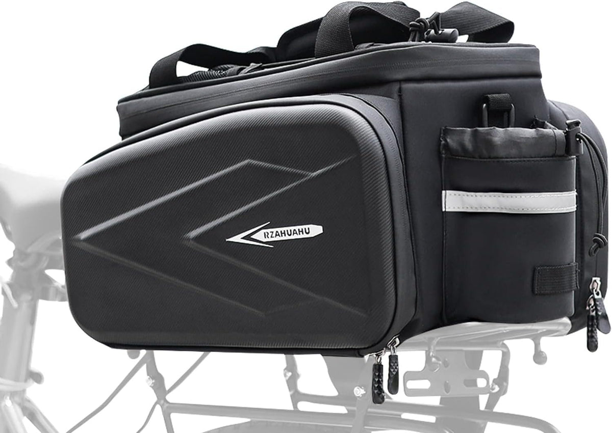 Bike Rack Bag, 20L EVA Hard Shell Insulated Cooler Bag, 3 in 1 Waterproof Expandable Bike Panniers Tin foil Insulation Bike Bag With Rain Cover for Commute Shopping Cycling Trip