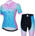 Womens Cycling Jersey Set, Summer Short Sleeve Ladies Mountain Bike Shirt and Shorts Kit MTB Suit Bicycle Clothes