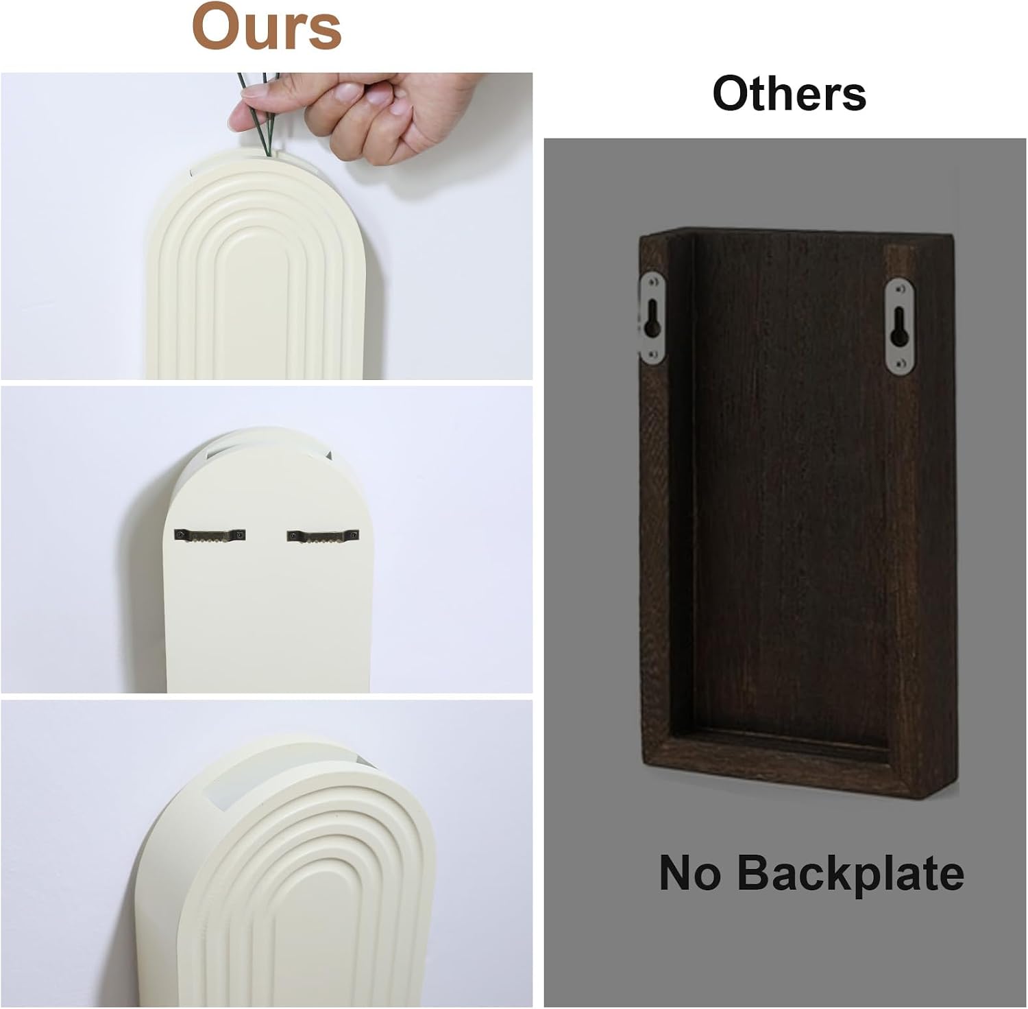 Handmade Wooden Wall Vases Set of 2 for Plants