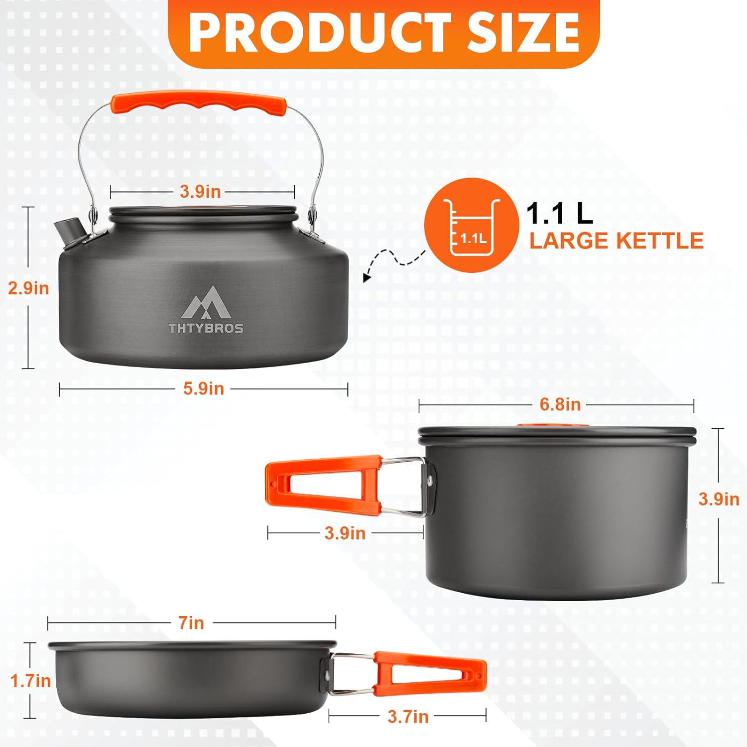 THTYBROS 17pcs Camping Cookware Mess Kit,for Camping,Backpacking,Picnic
