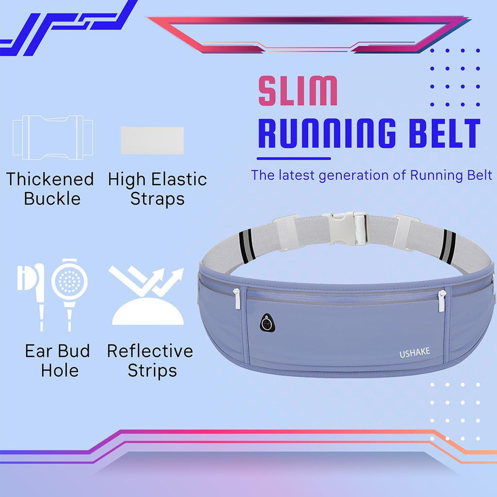 USHAKE Slim Running Belt, Bounce Free Fanny Pack Phone Holder