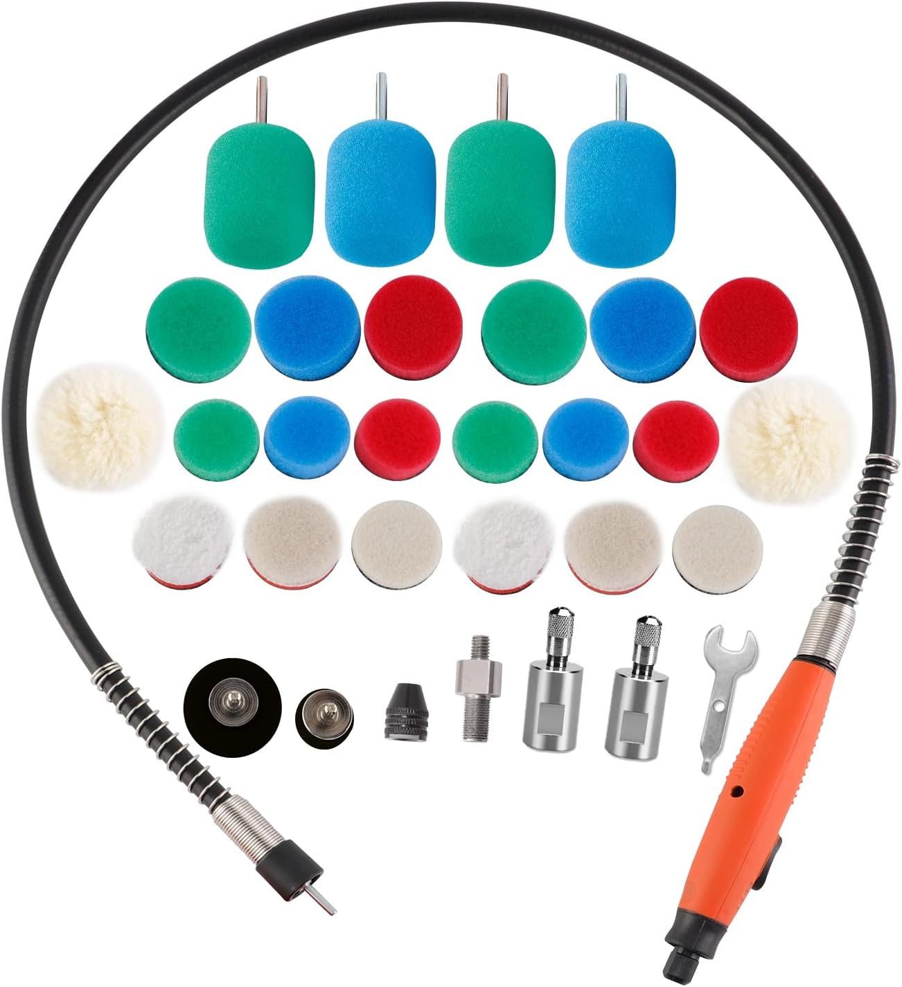 Mini Buffing Polishing Pads, 30Pcs Mini Detail Polisher Pads Use On Rotary Tools, Cordless Electric Drill, Polisher Tool for Tight Area Detailing Polishing, for SPTA Polisher -SP-DP030USA