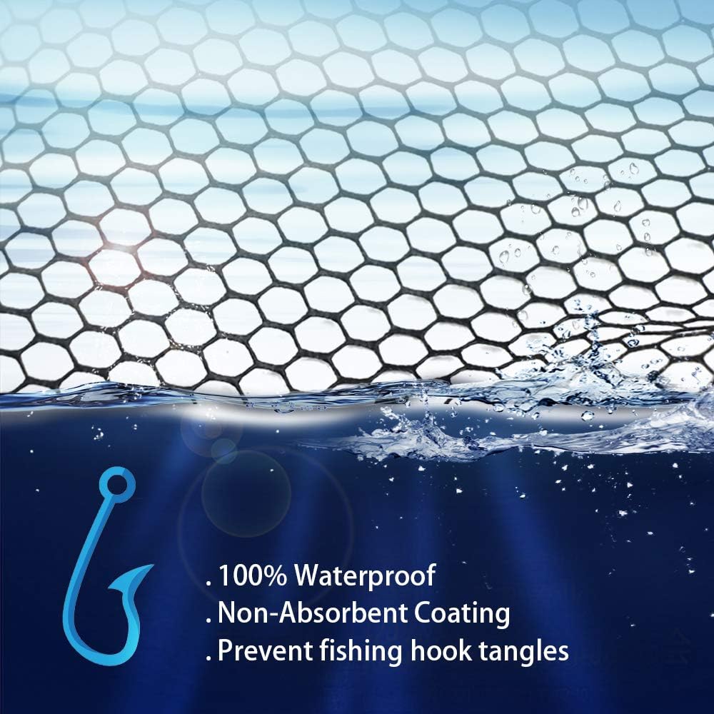 YVLEEN Folding Fishing Net - Foldable Fish Landing Net Robust Aluminum Telescopic Pole Handle and Nylon Mesh 16inch Hoop Size