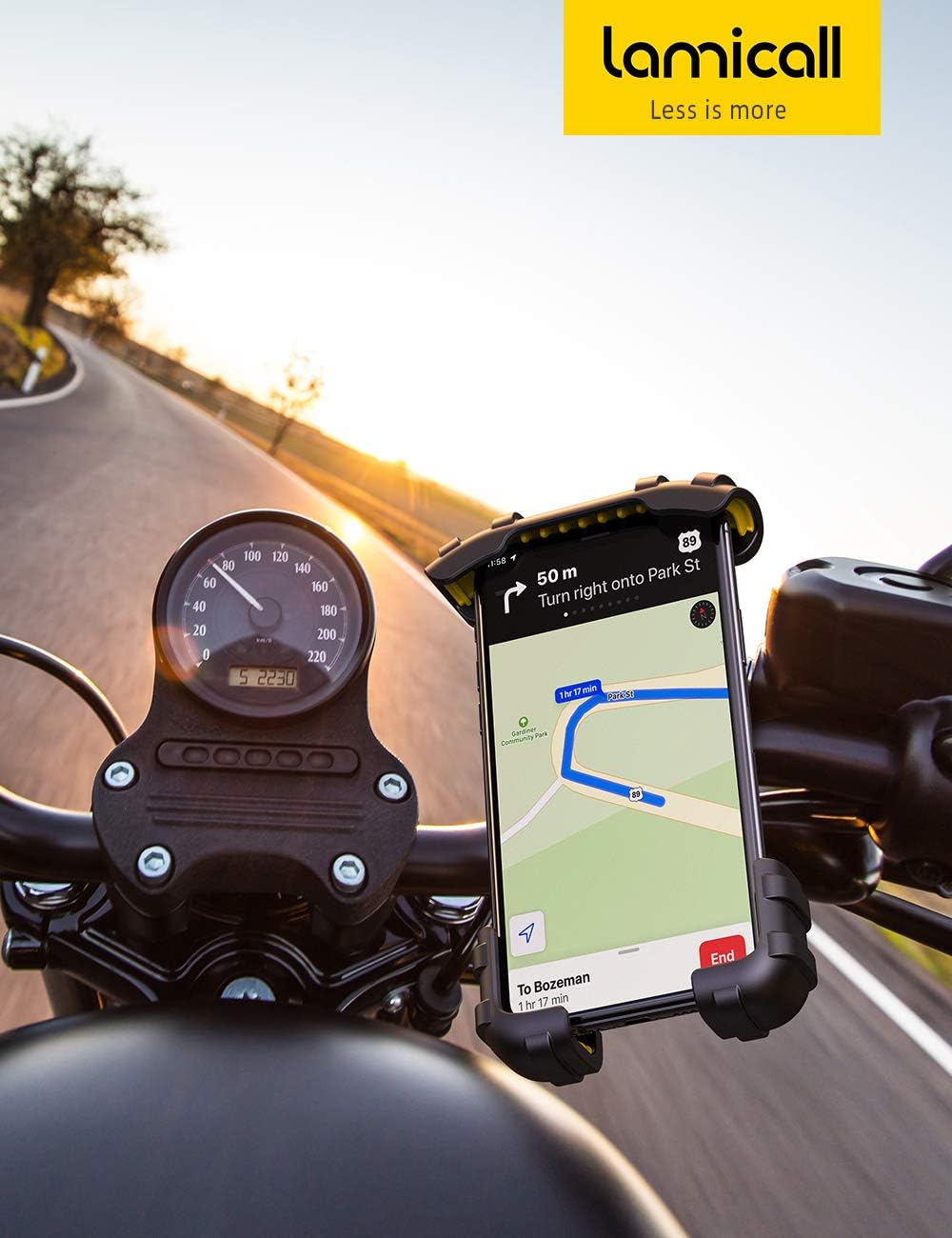 Lamicall Bike Phone Holder Motorcycle Mount - One-Hand Operation, Lockable