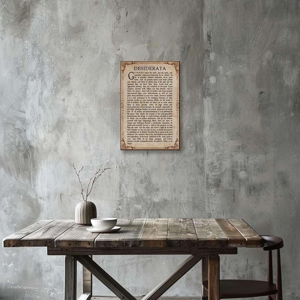 Wallpicss Desiderata Poem Framed Wall Art Canvas Painting Inspirational Quote Posters Vintage Prints Desiderata Wall Art Poetry Poster Office Decor 16x24 inches