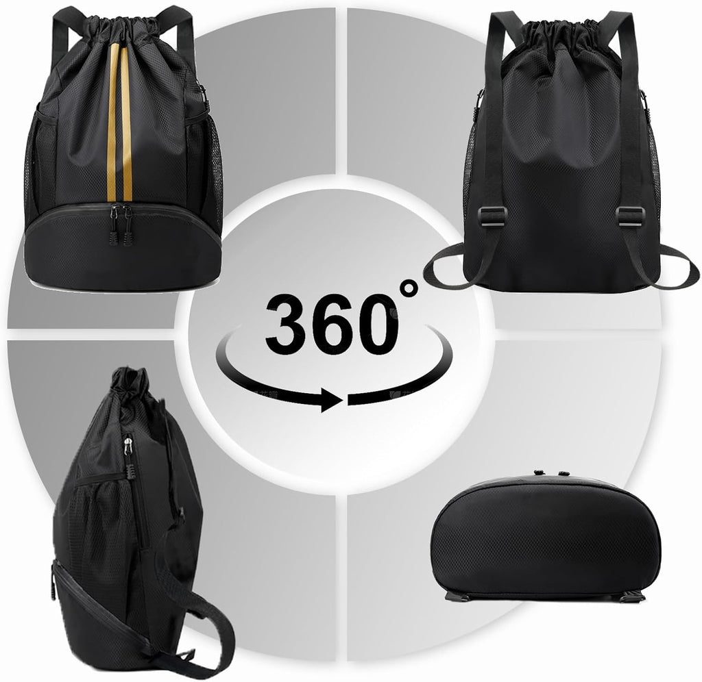 Hoedia Sports Drawstring Backpack - Swim Gym Bag for Women and Men