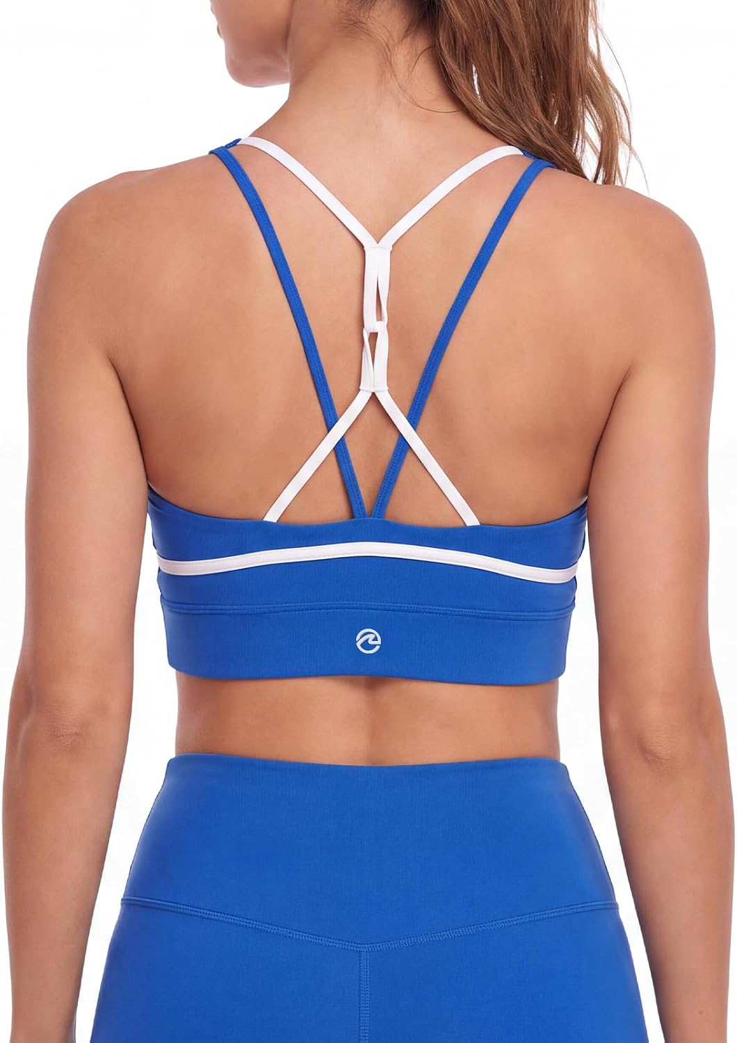 Aoysky Womens Strappy Sports Bra Padded Criss Cross Color Block Workout Top