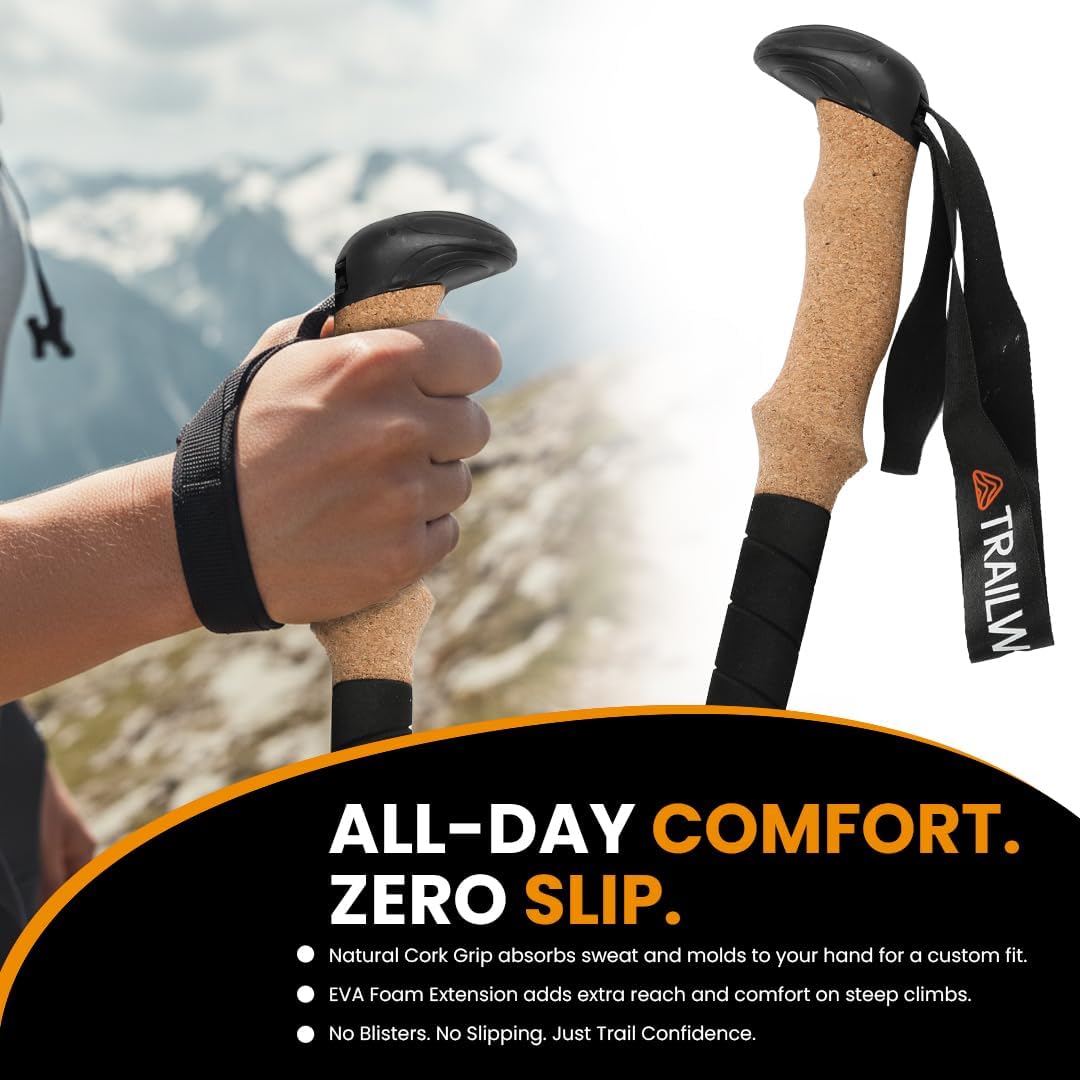 3K Carbon Fiber Hiking & Trekking Poles, Collapsible Lightweight