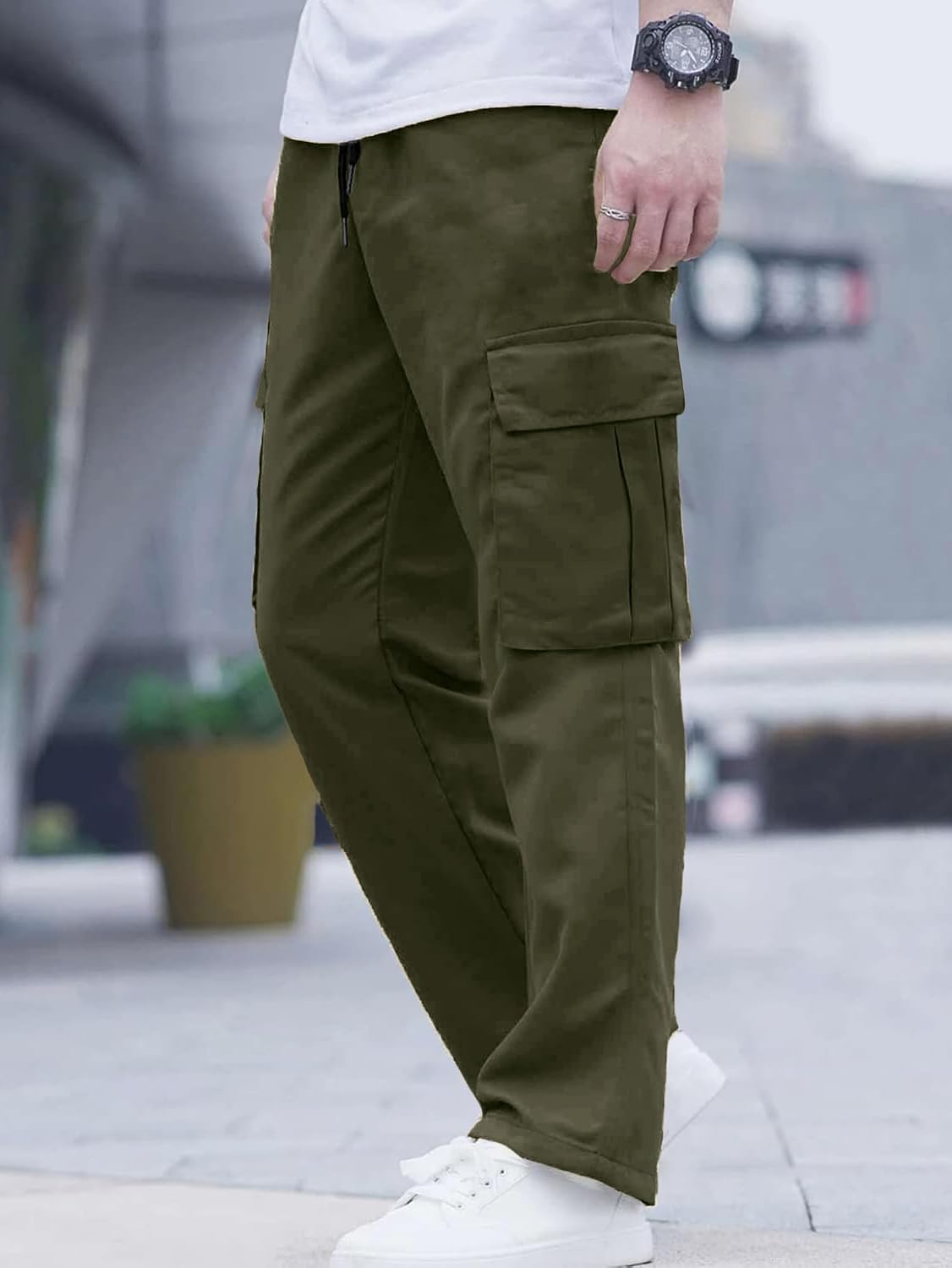 Comdecevis Men's Casual Cargo Pants Tactical Work Pants with Pockets