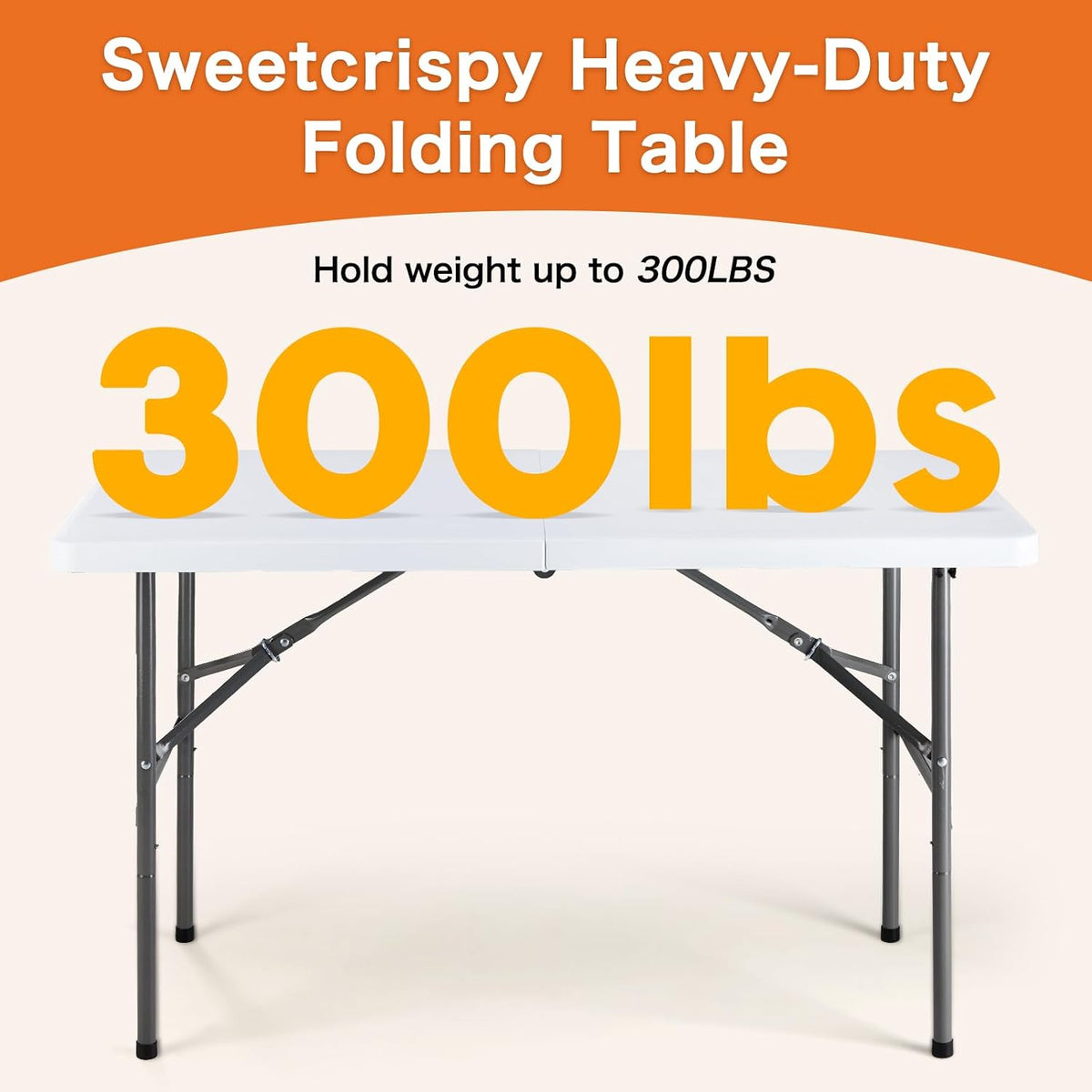 Sweetcrispy 4 FT Folding Picnic Table, Easy to Fold and Store