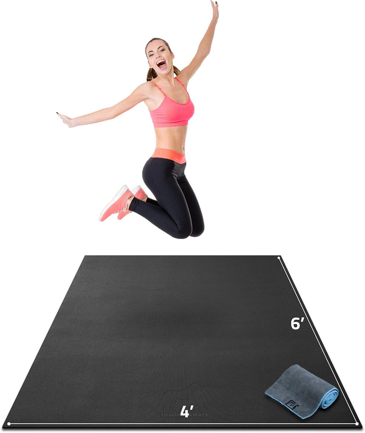 Gorilla Mats Large Exercise Mat – 6'x4', 7'x4', 7'x5', 8'x4', 10'x4' (1/4" Thick) – Ultra Durable Workout Mat for Home Gym Flooring – Non-Slip, Flat Fitness, Yoga & Weight Lifting Floor Mat
