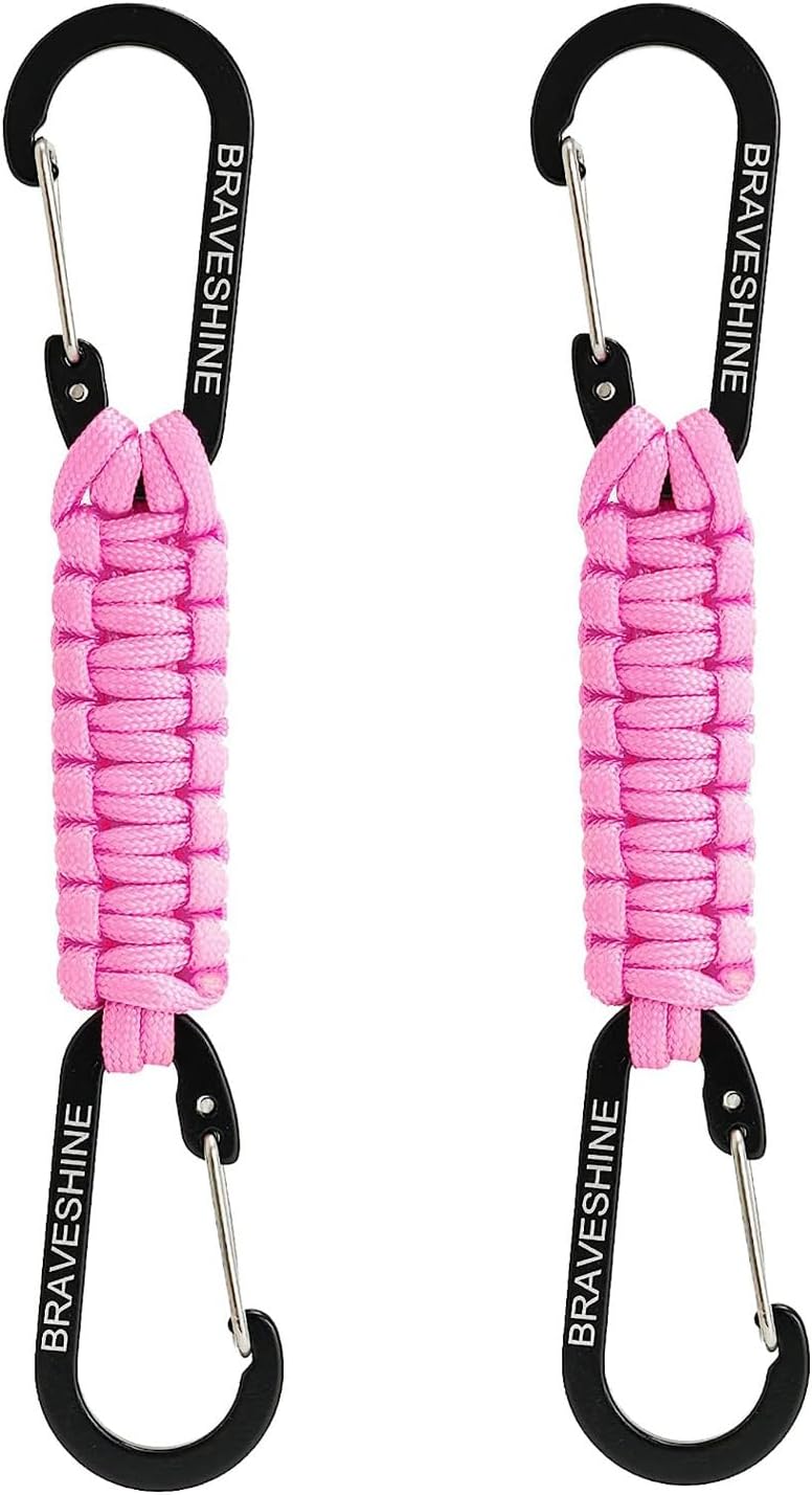 BRAVESHINE Paracord Keychain Carabiner Clip | D Ring Hanger Lanyard Hook