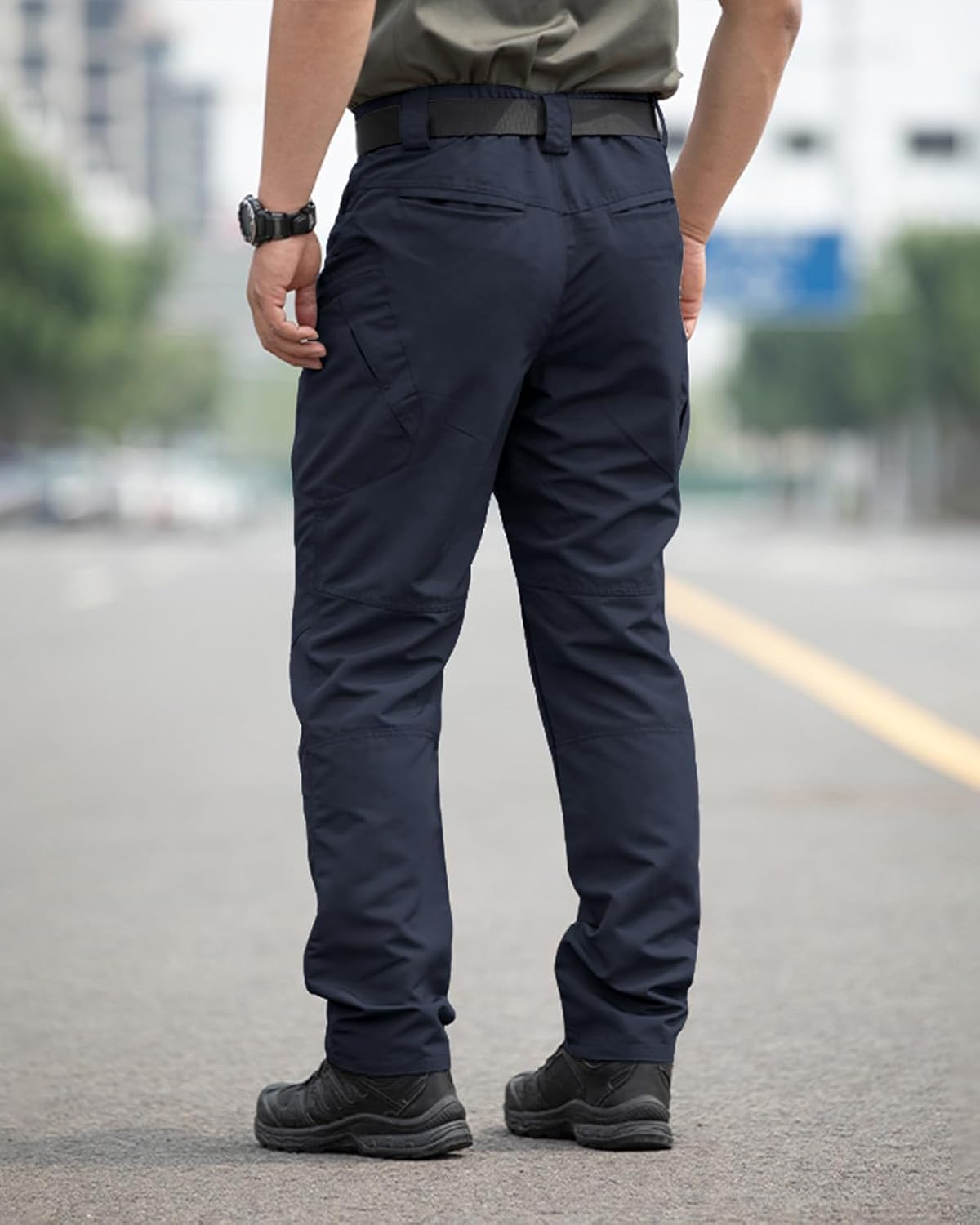 Men's Stretch Tactical Pants Waterproof Ripstop Fabric Cargo Pants Lightweight Casual Hiking Outdoor Work Pants (No Belt)