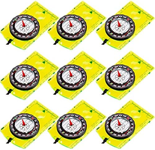 BBTO 9 Pieces Orienteering Compass Hiking Backpacking Camping Compass Map Reading Outdoor Waterproof Compass for Scout Men Women