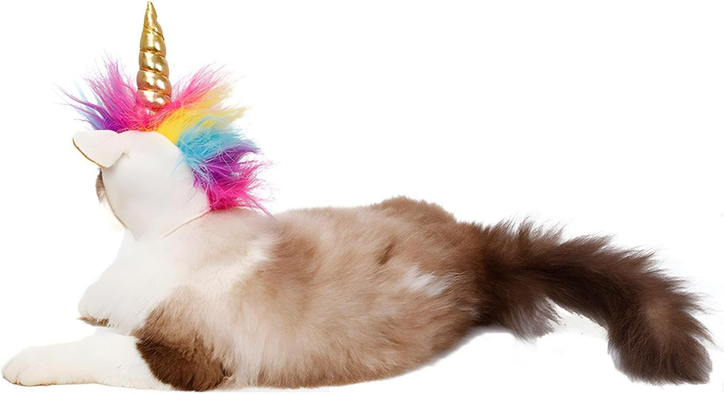 NACOCO Cat Unicorn Hat with Ear Hole for Small Dogs Puppy, Cat Costume Accessory for Halloween, Cosplay Mane Cap (with Ear Hole)