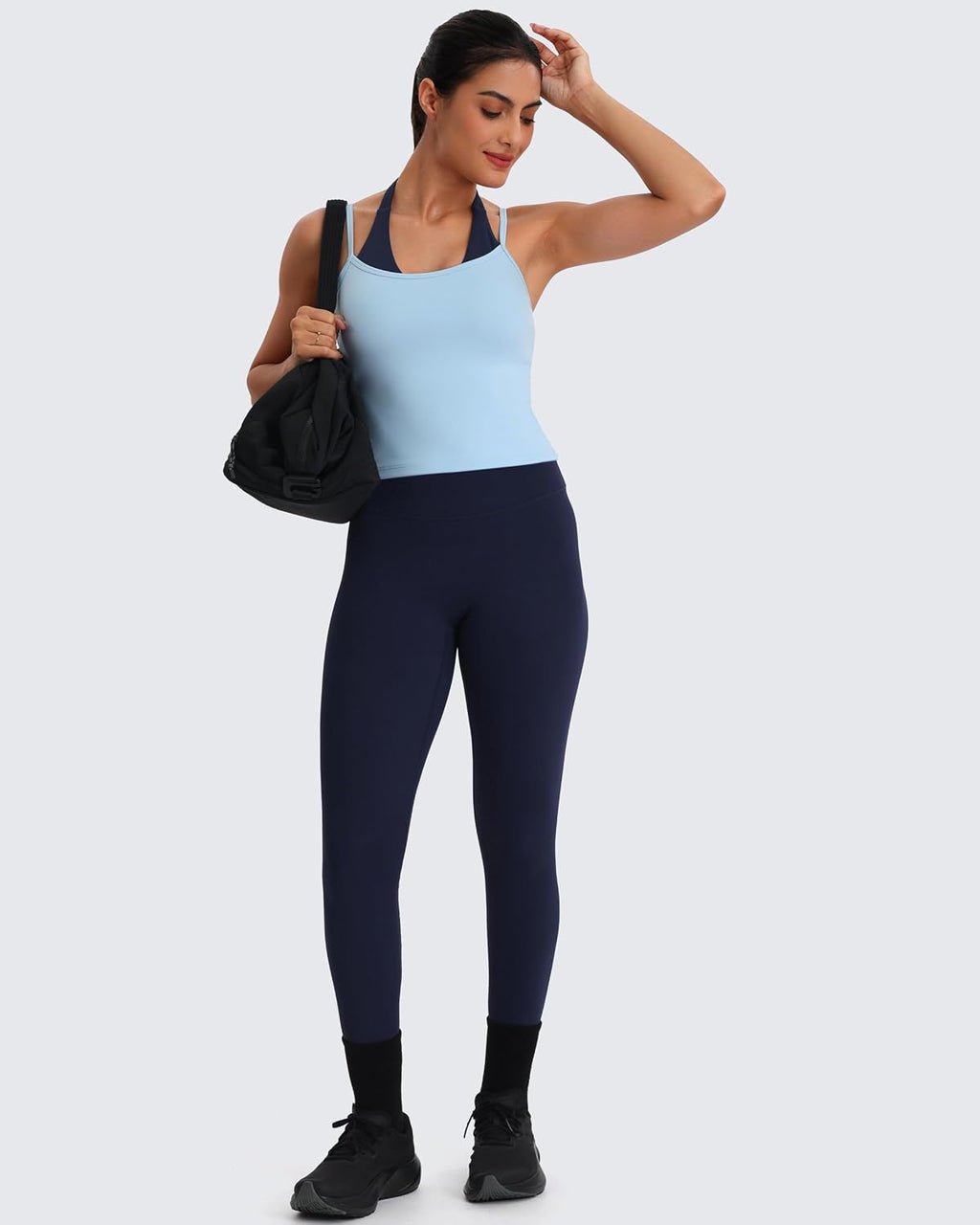 Aoxjox Women's Dual Core Bra & Tank Top Separable 2-Piece Set