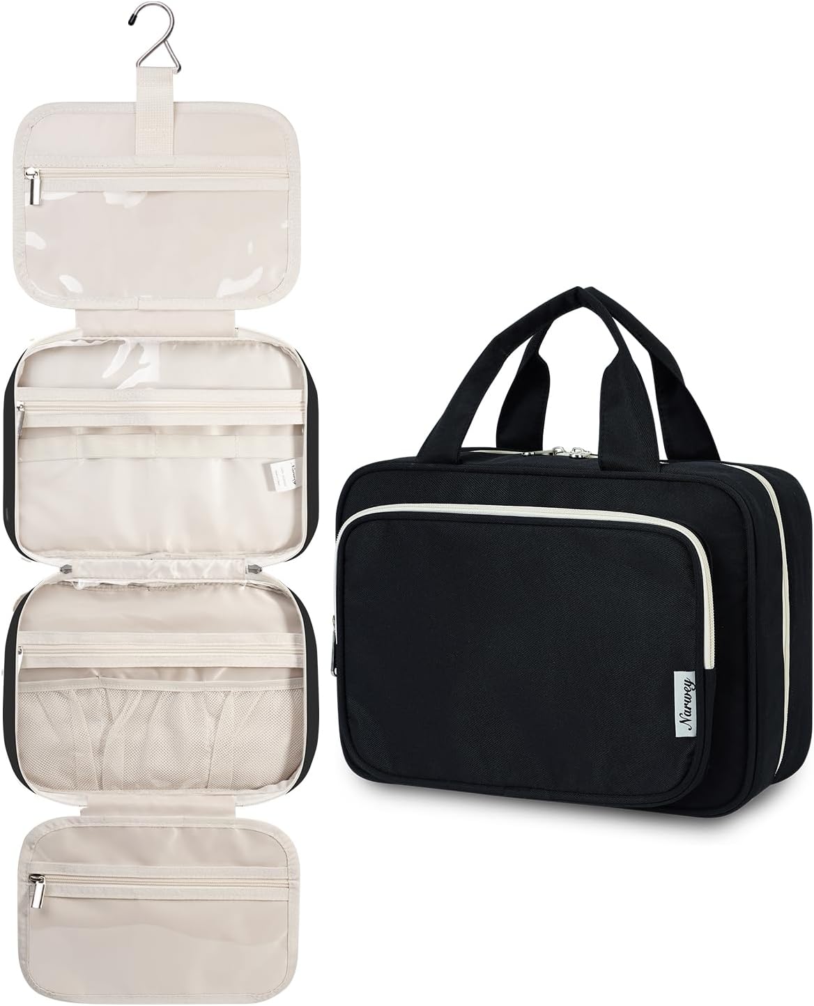Narwey Hanging Toiletry Bag for Women, Travel Makeup Cosmetic Organizer Bag