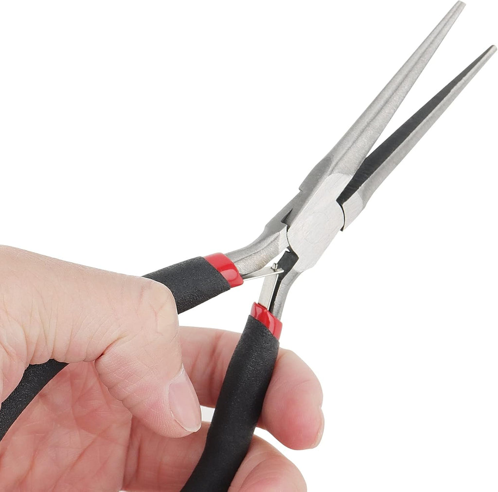 10 PCS 6 Inch Extra Long Needle Nose Pliers, Mini Precision Jewelry Pliers with Comfort Grip, Needle Nose Pliers for Jewelry Making, Repair, Crafts