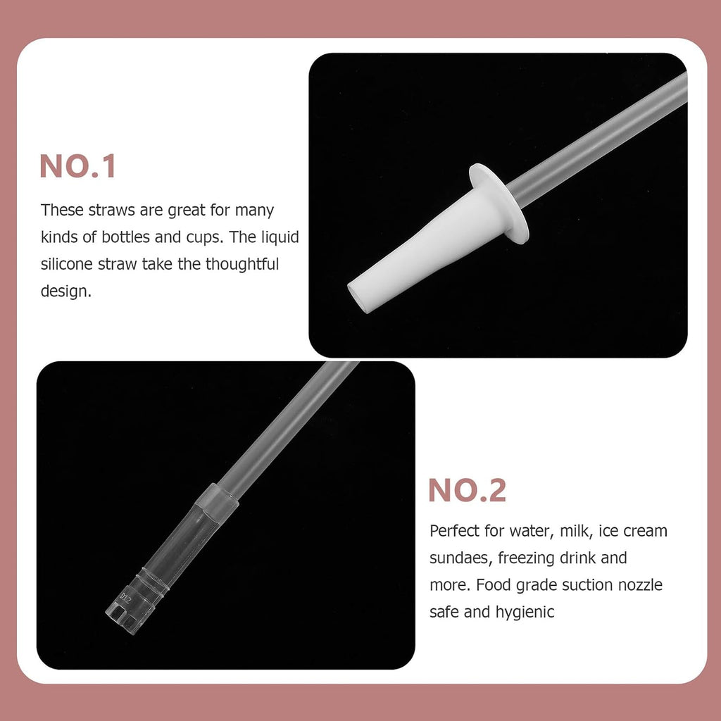 BESPORTBLE 5 Sets Reusable Sports Water Bottle Straws with Silicone Connector and PP Tube Straight Replacement for Household Bottles Portable Drink Dispenser Accessories