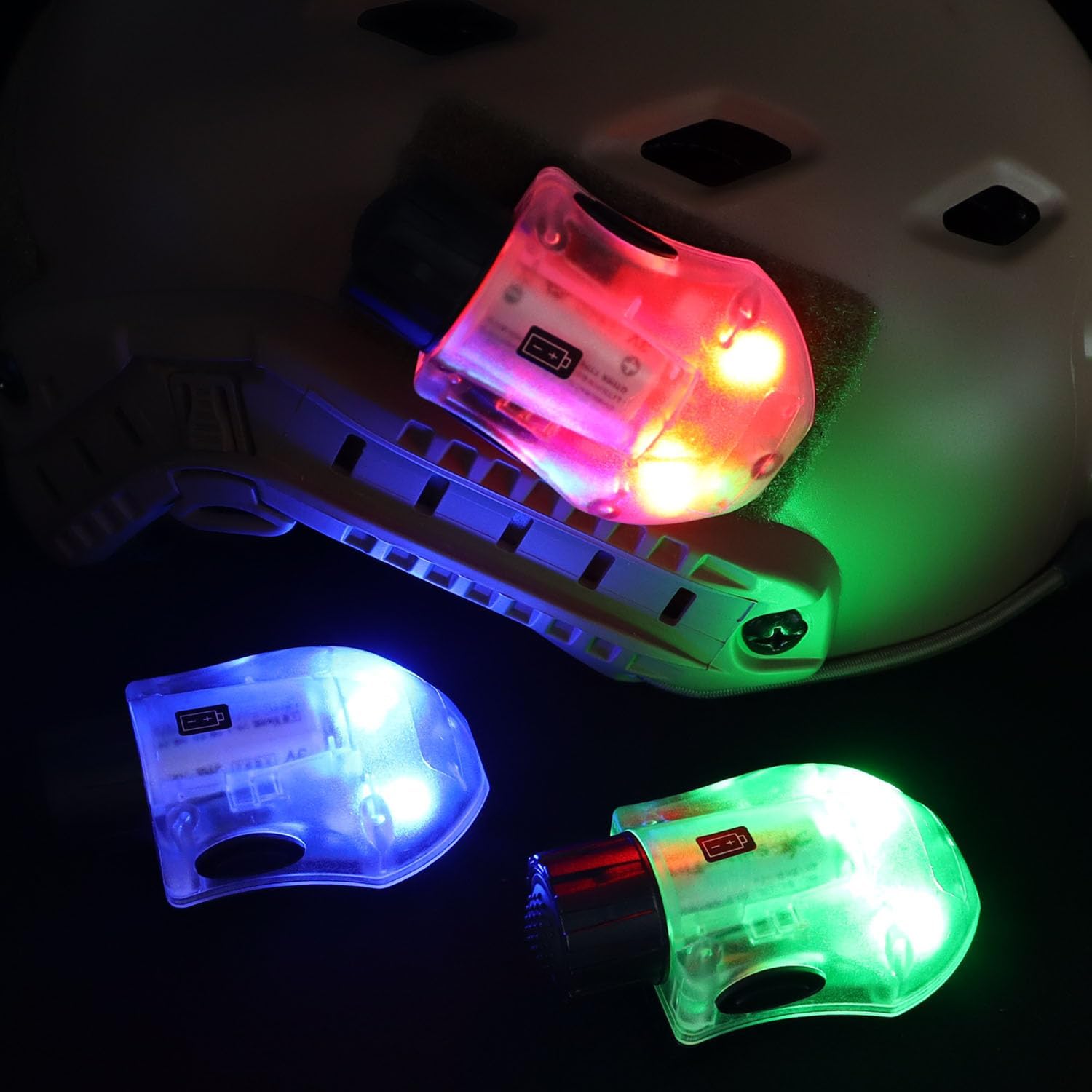 Tactical Helmet Light IR Strobe Military Identification Light with LED Visible Light Constant-on & Strobe Survival Signal Light (Tan-Blue)