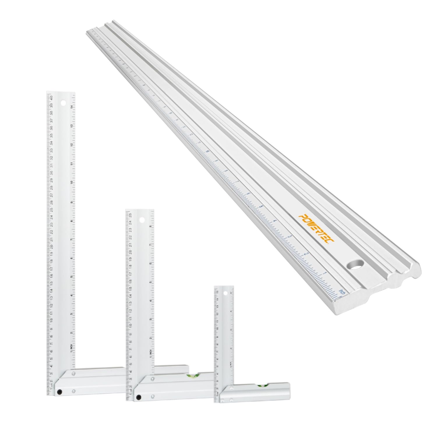 POWERTEC Carpenter Square 8" x 12" - L Square Ruler, Right Angle Square Tool, Woodworking Square for Carpentry, Construction, DIY, 2PK (80035-P2)