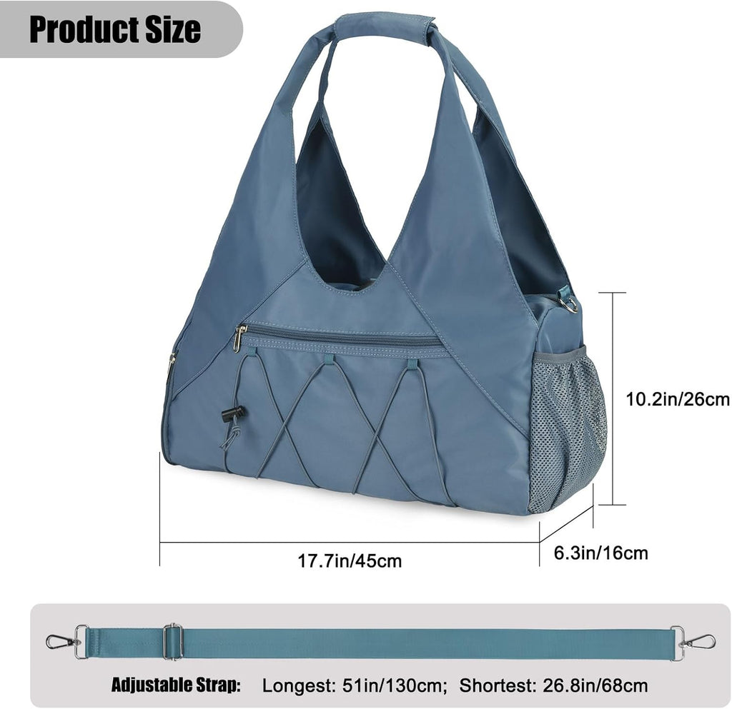 Forestfish Gym Bag For Women With Yoga Mat Holder, Blue